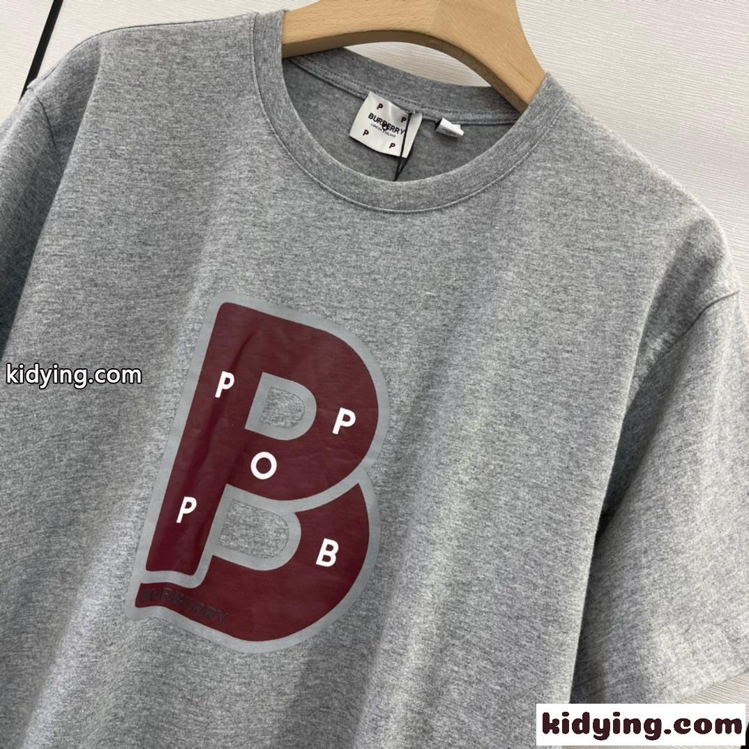 ベーシック ゆったり プリント クルーネック バーバリー Tシャツ コピー 半袖 トップス-2