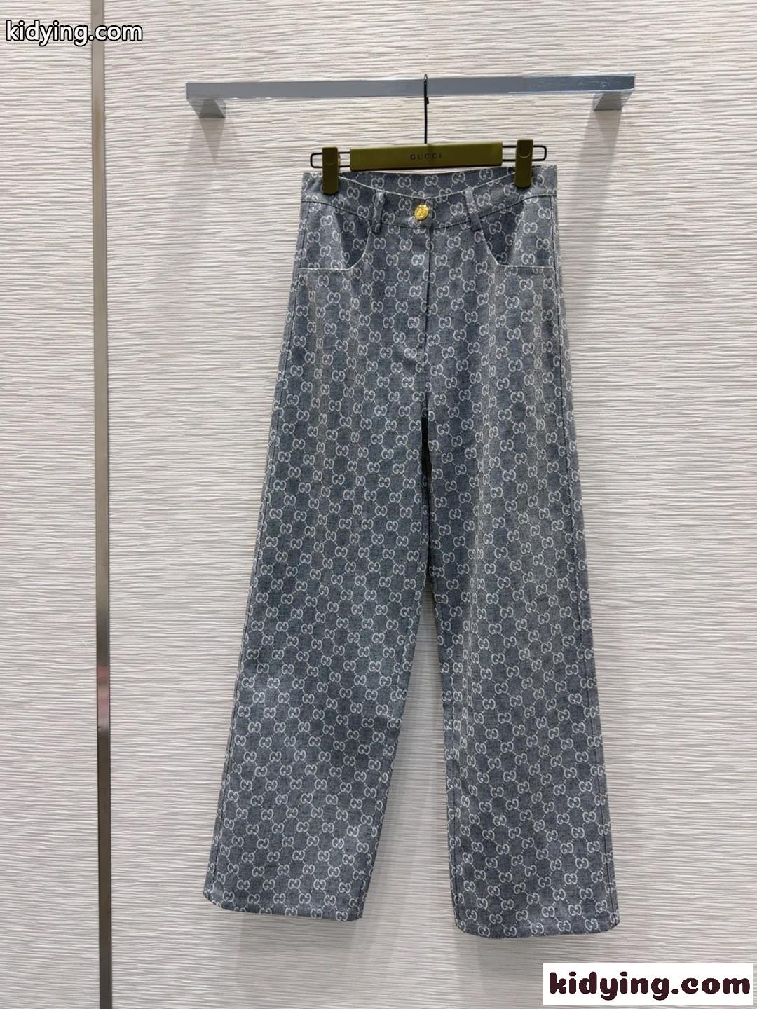 GGジャカード ロングパンツ グッチ パンツ 偽物 ズボン グレー-0