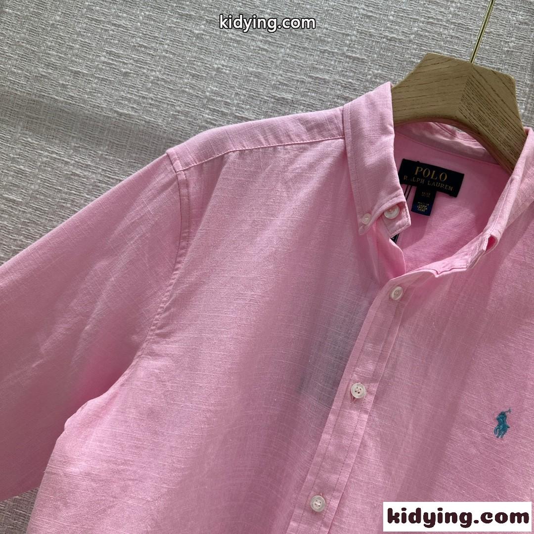 カジュアル ゆったり 刺繍入り ラルフローレン シャツ コピー ピンク-2