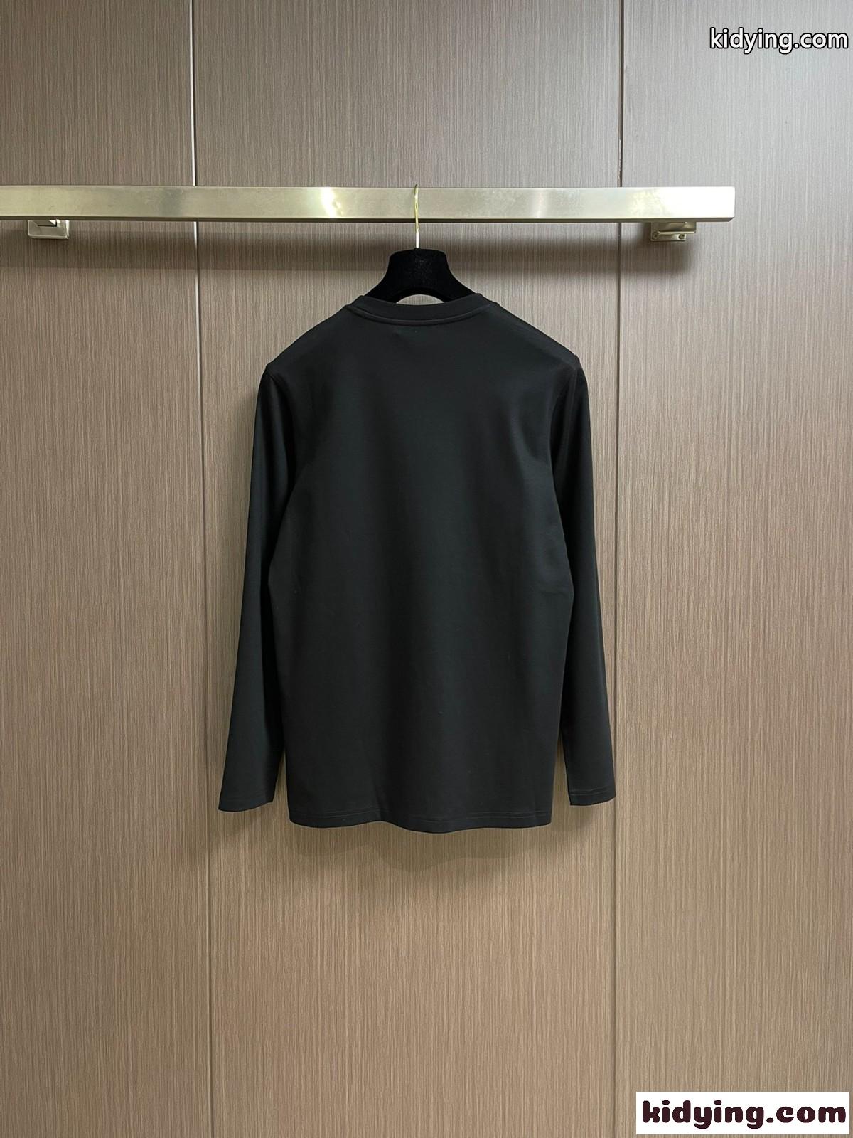 シンプル 上品 ロゴプリント コットン 長袖Tシャツ ドルチェ&ガッバーナ Tシャツ コピー ブラック-0