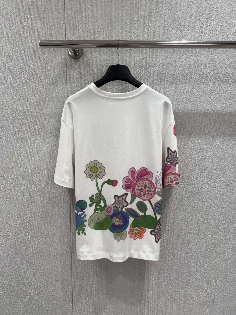 ユニセックス プリント コットン 半袖tシャツ フェンディ Tシャツ 偽物 クルーネック-1