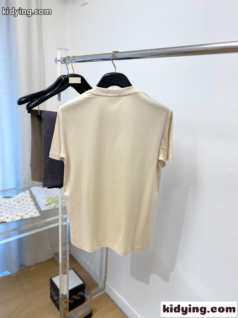 ラインストーン ホースモチーフ 半袖Tシャツ エルメス Tシャツ 偽物 ベージュ-4