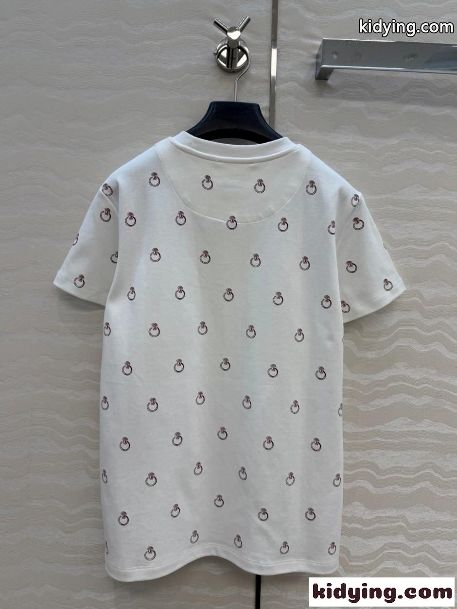 エルメス Tシャツ コピー 上品 カジュアル 半袖Tシャツ アノー・フィネス プリント ホワイト-3