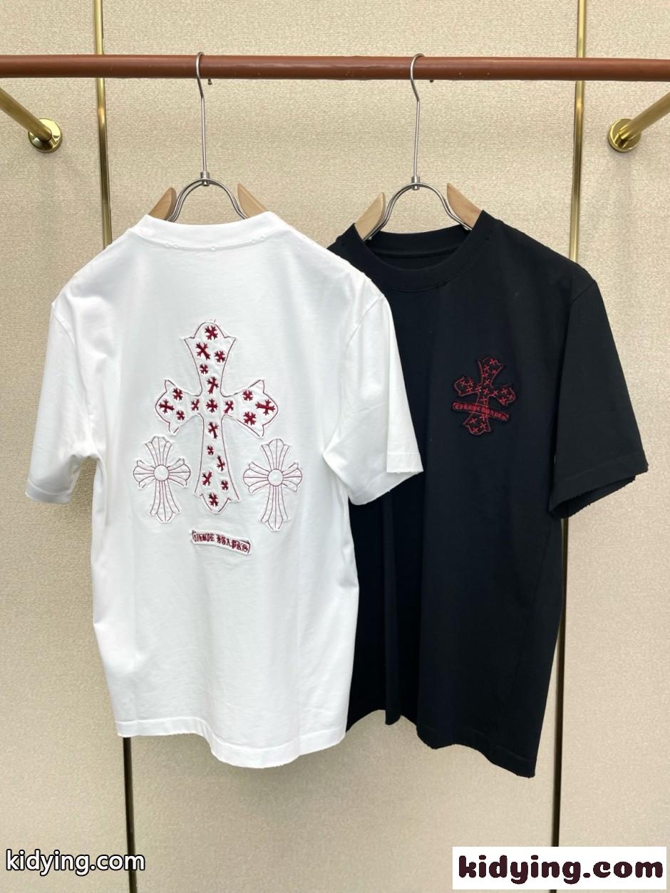 カジュアル スタイリッシュ 半袖Tシャツ クロムハーツ Tシャツ 偽物 クルーネック-2