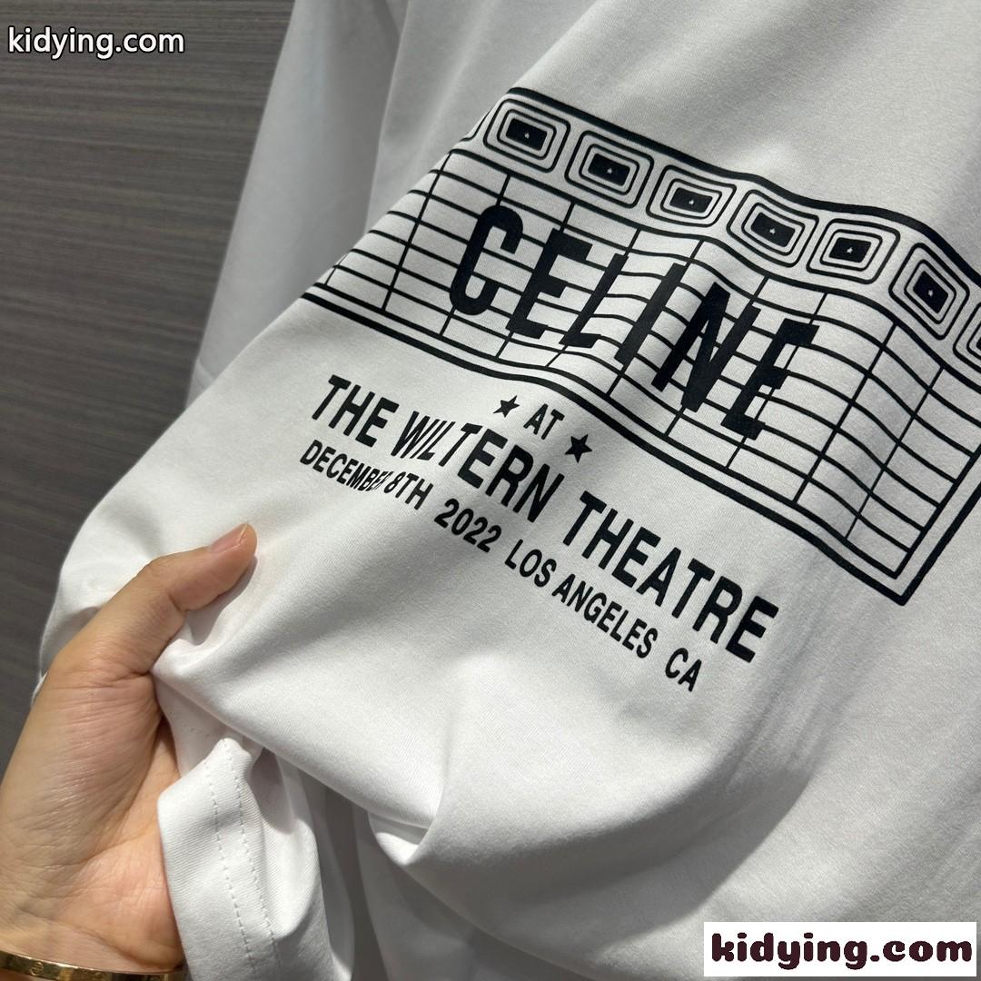 セリーヌ Tシャツ コピー シンプル プリント クルーネック 半袖 コットン ホワイト-3