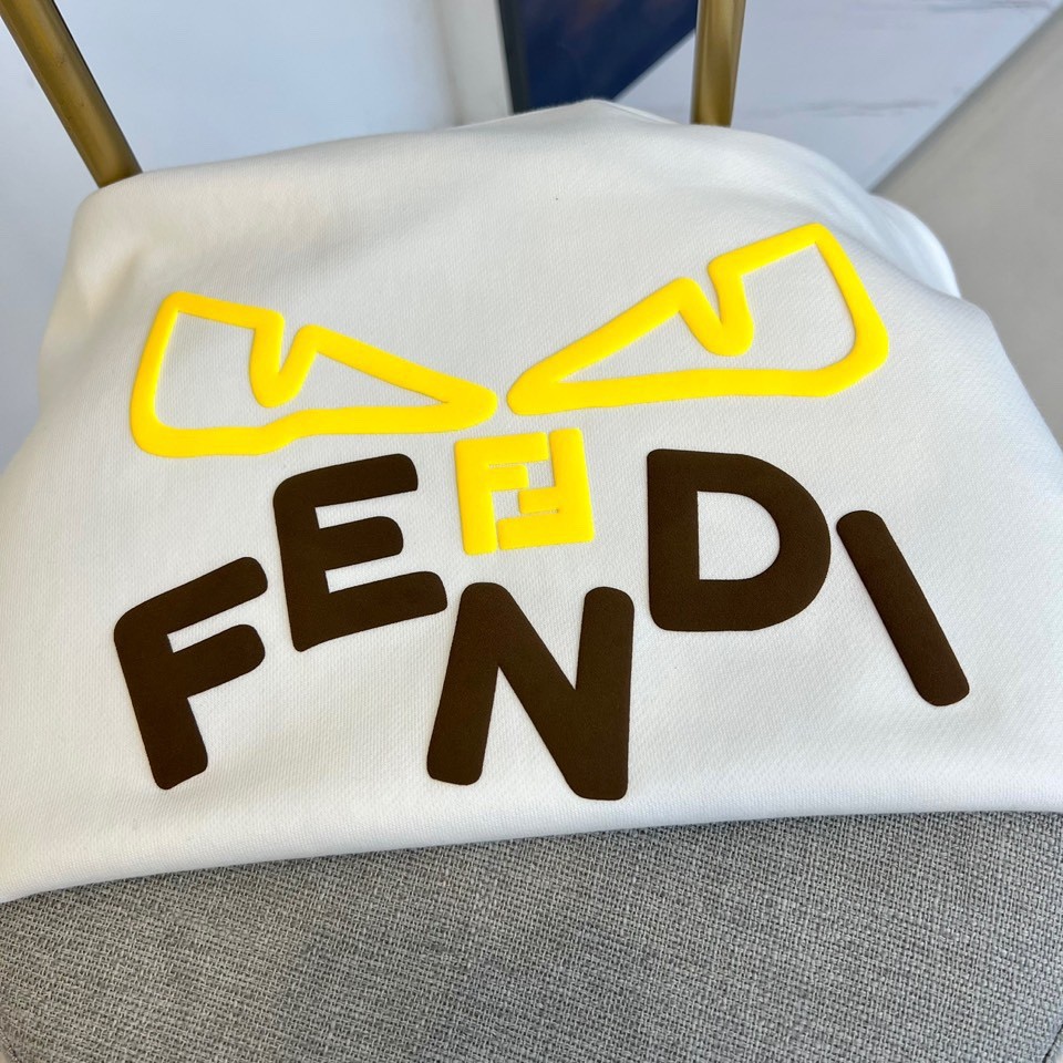 フェンディ Tシャツ コピー カジュアル ロゴ入り クルーネック スウェットシャツ ホワイト-0