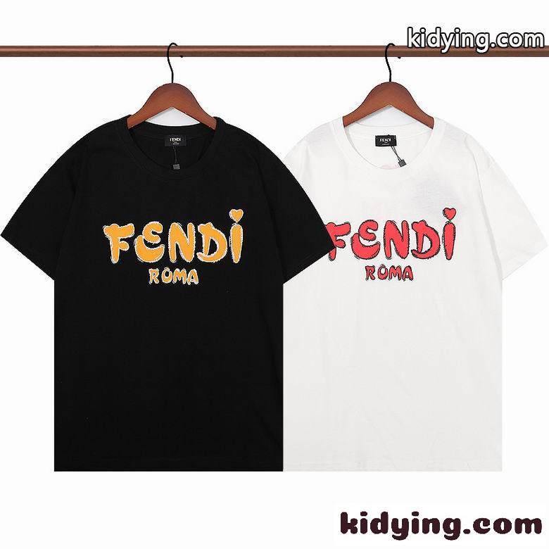 ユニセックス 定番 ロゴ プリント クルーネック フェンディ Tシャツ コピー 半袖 トップス 可愛い おしゃれ-0