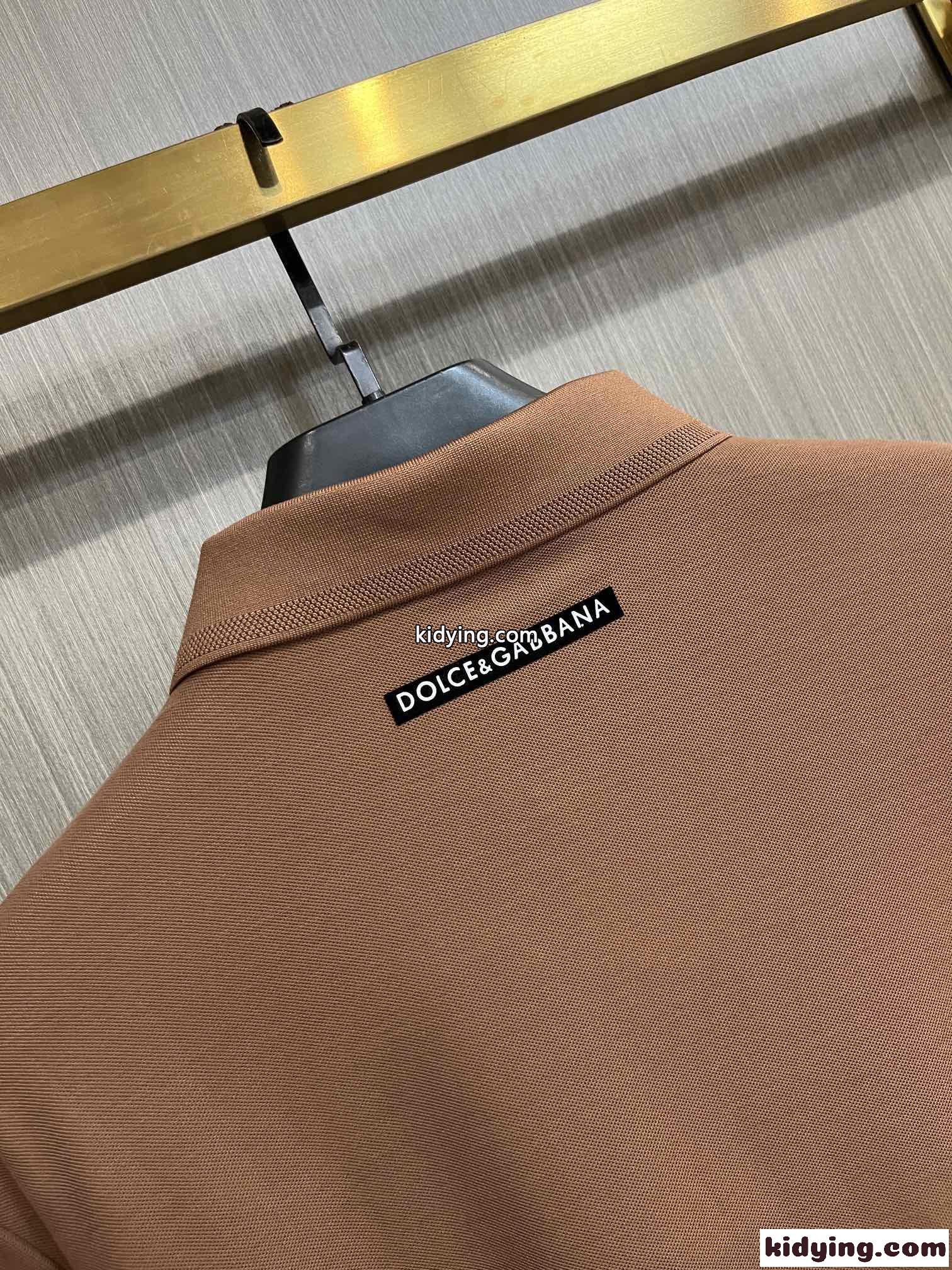 ドルチェ&ガッバーナ 半袖Tシャツ コピー カジュアル 定番 コットンピケ ポロシャツ ブラウン-3