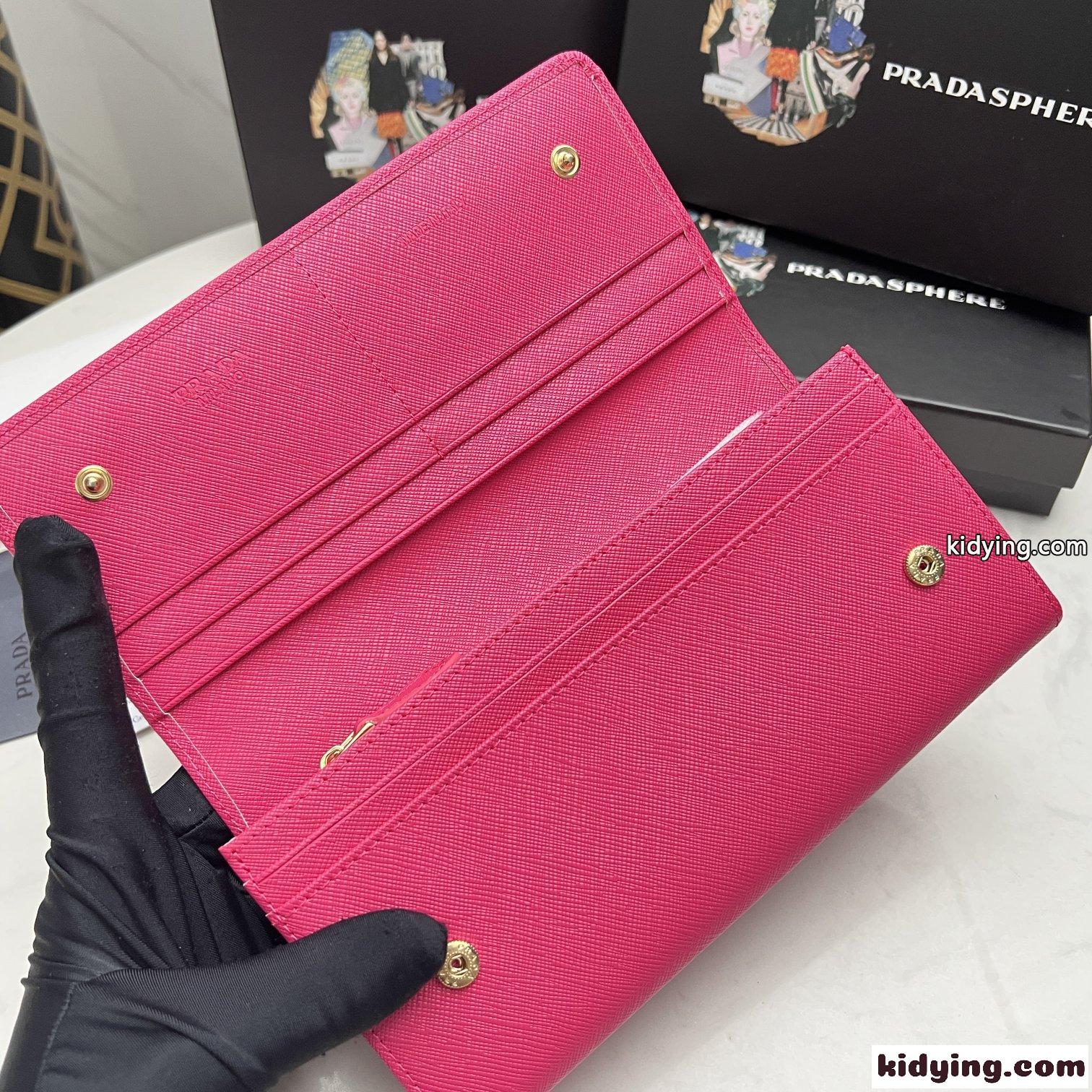 定番 人気 トライアングルロゴ 長財布 プラダ 財布 コピー ピンク-2