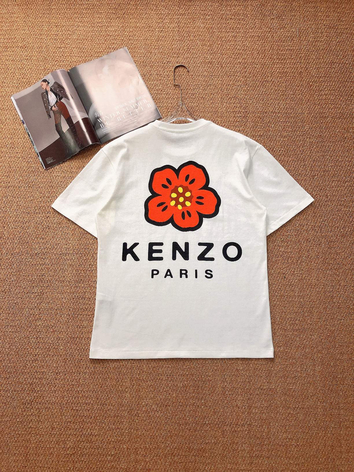 可愛い プリント ロゴ クールネック 着心地いい オシャレ ケンゾー tシャツ レディース コピー ユニセックス コットン-2