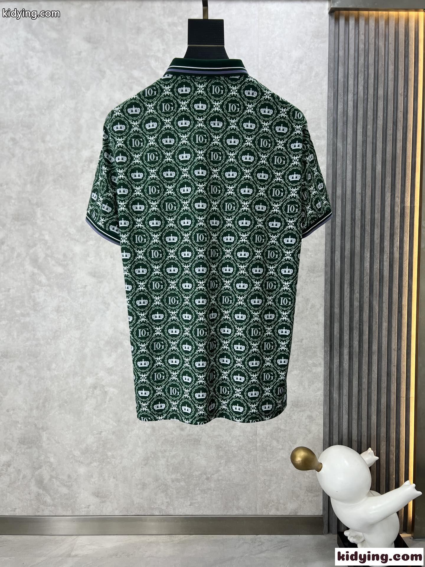 カジュアル 総柄 プリント 半袖ポロシャツ ドルチェ&ガッバーナ Tシャツ コピー-1