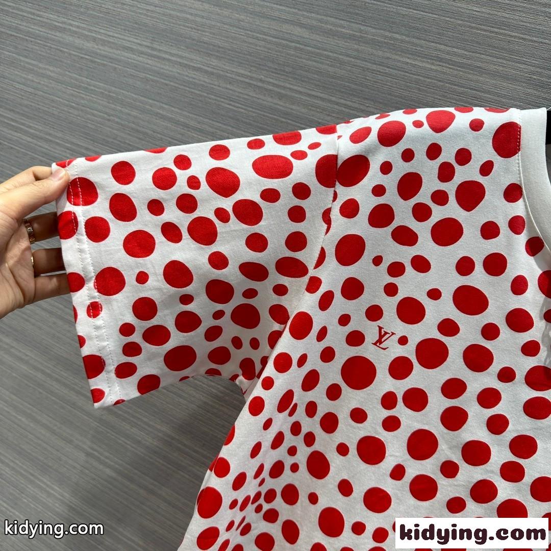 LV × YK インフィニティドットTシャツ ルイ・ヴィトン Tシャツ コピー コットン 半袖 トップス-2