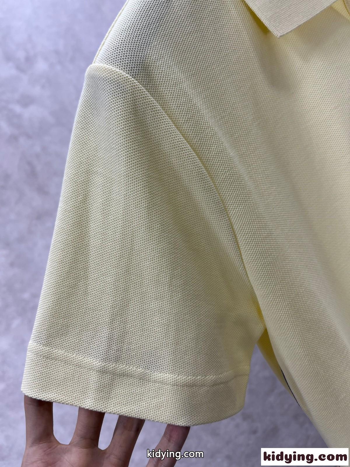 シンプル 刺繍入り コットンピケ ポロシャツ バーバリー 半袖Tシャツ コピー イエロー-3