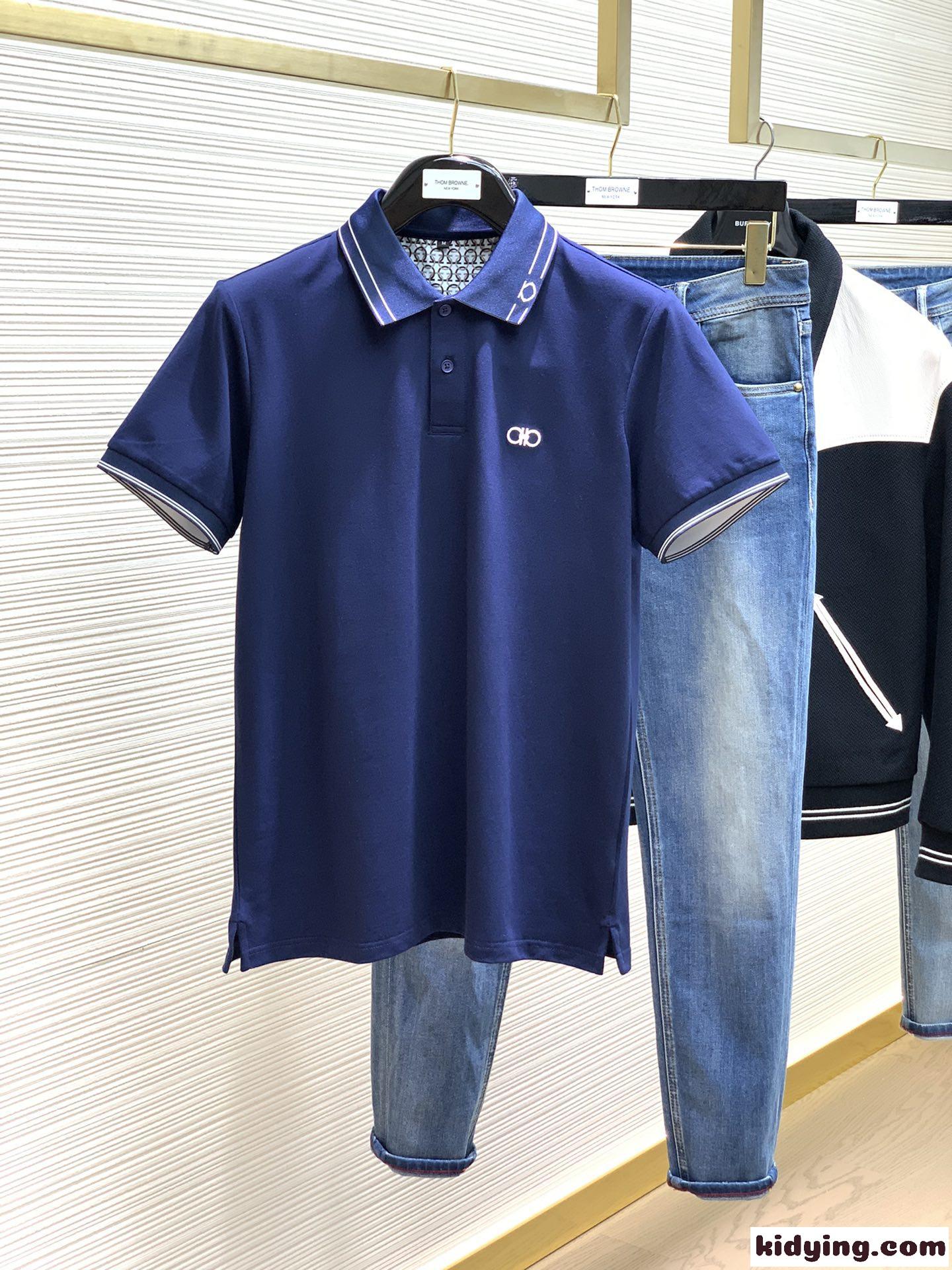 定番 快適 メンズ サルヴァトーレ・フェラガモ Tシャツ コピー ロゴ 半袖 ポロシャツ-2