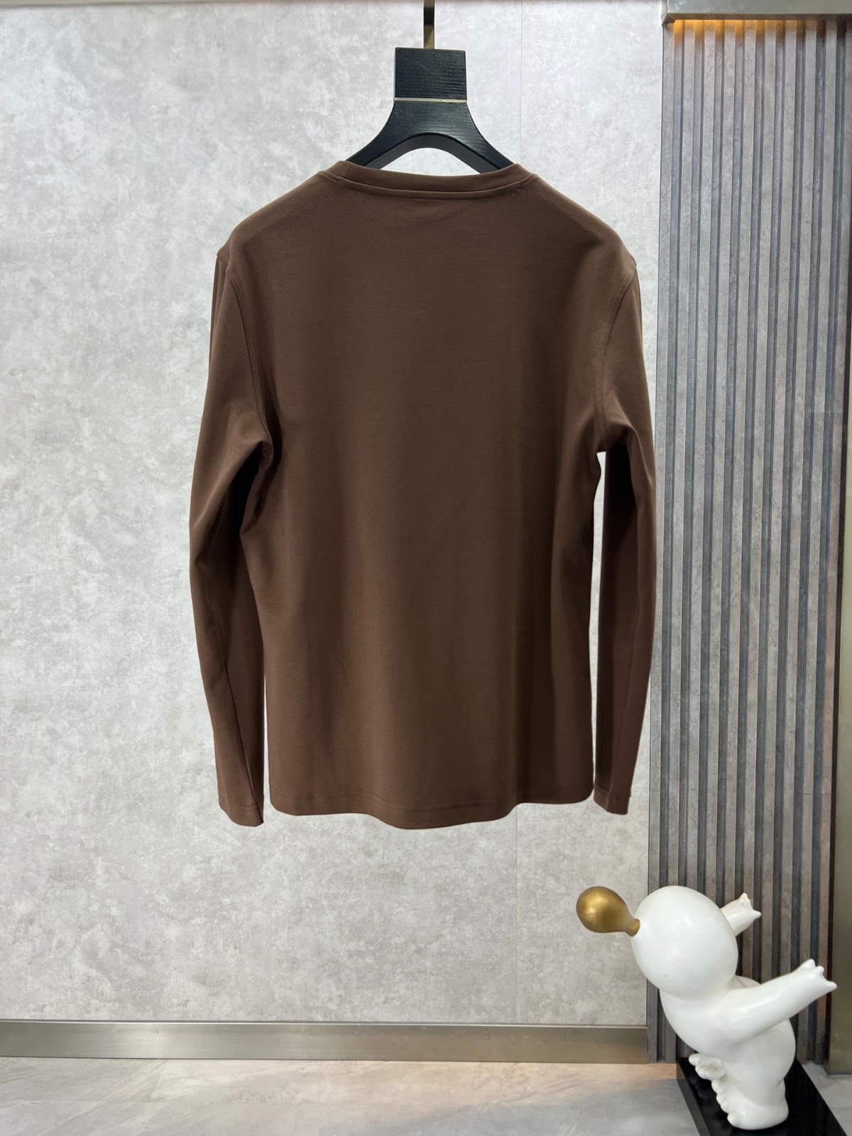 ベーシック プリント クルーネック 長袖Tシャツ エルメス Tシャツ コピー ブラウン-1