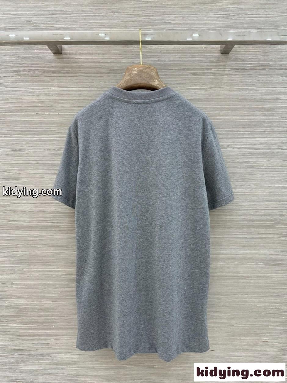 カジュアル 洗練された 半袖Tシャツ プラダ Tシャツ 偽物 コットン グレー-4