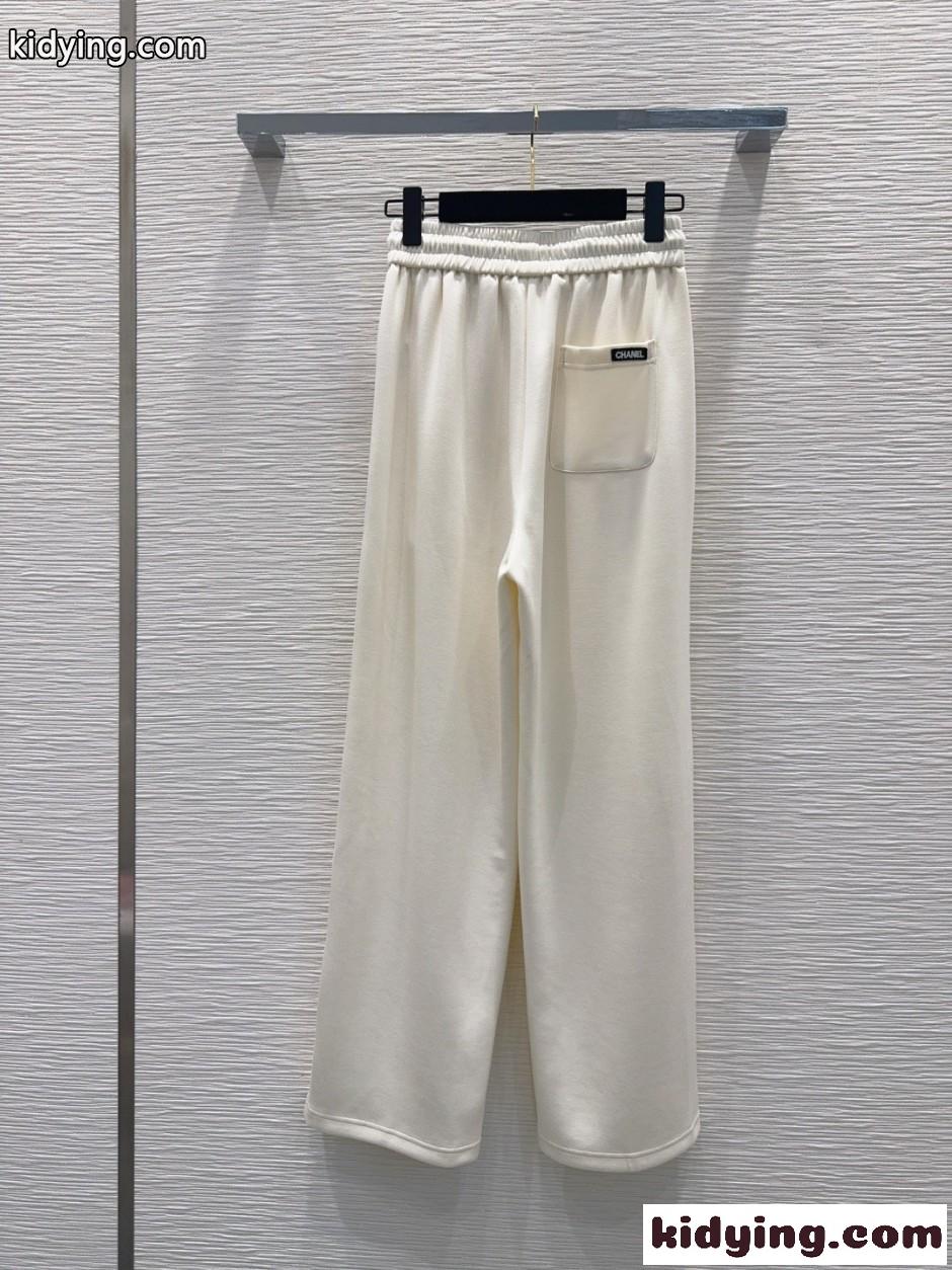 CCロゴ ドローストリング スウェットパンツ シャネル パンツ コピー ホワイト-3