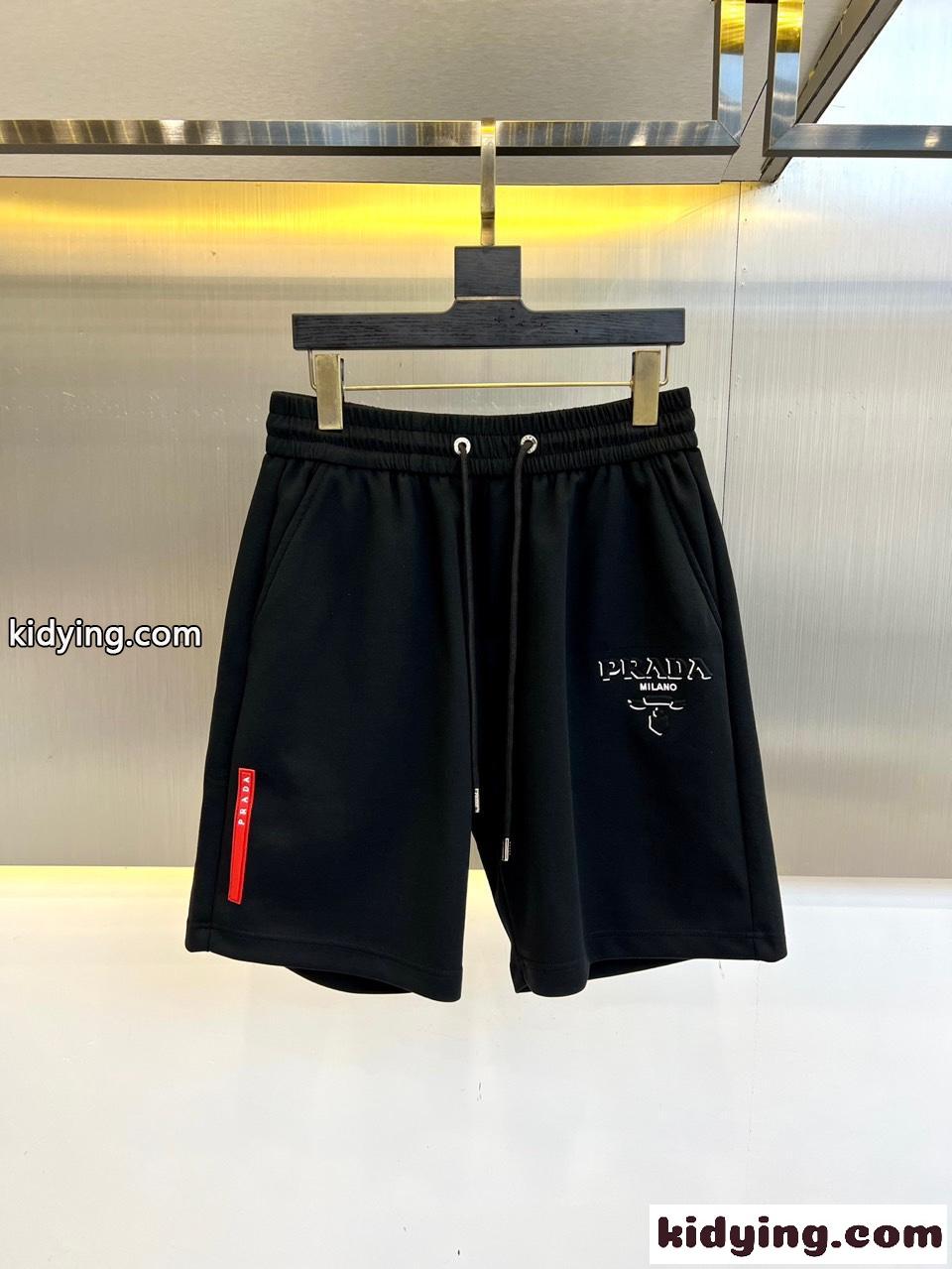 合わせやすい カジュアル ロゴ ショートパンツ プラダ パンツ 偽物 ブラック-1
