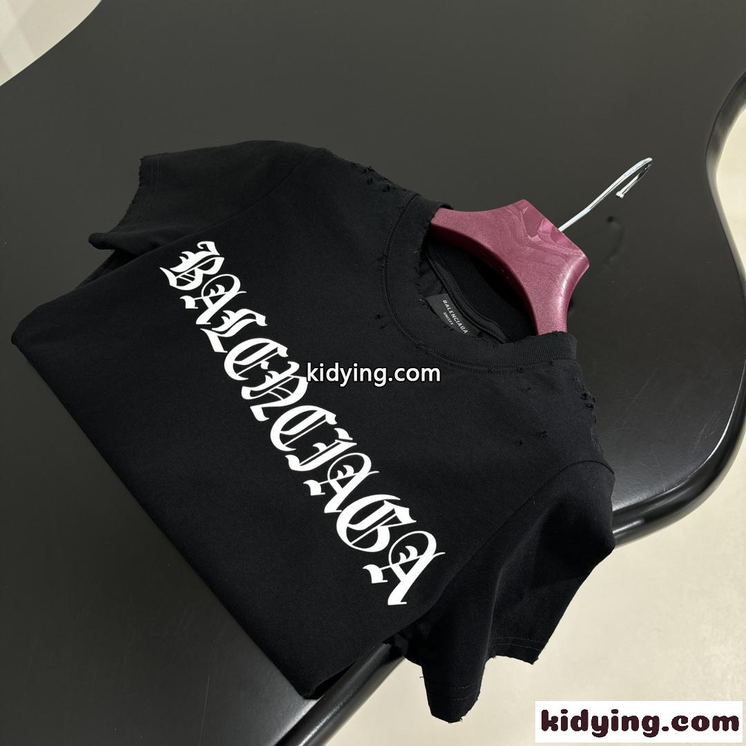GOTHIC TYPE SHRUNK 半袖Tシャツ バレンシアガ Tシャツ コピー ブラック-2
