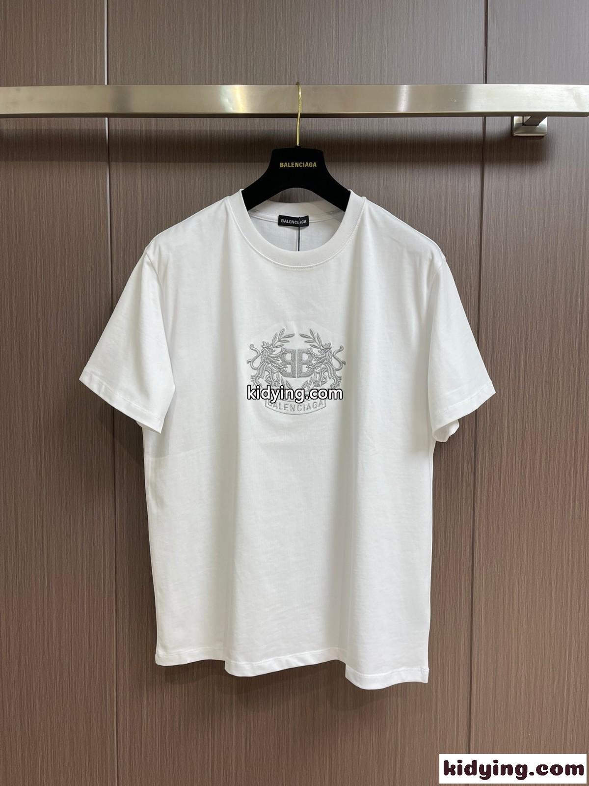 バレンシアガ Tシャツ コピー おしゃれ 刺繍入り コットン クルーネック 半袖Tシャツ-2