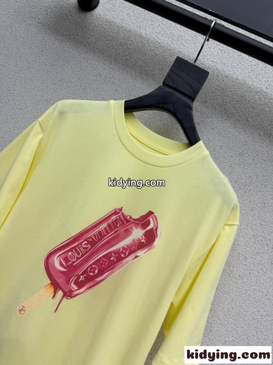 ポップシクルプリントTシャツ ルイ・ヴィトン Tシャツ コピー コットン-2