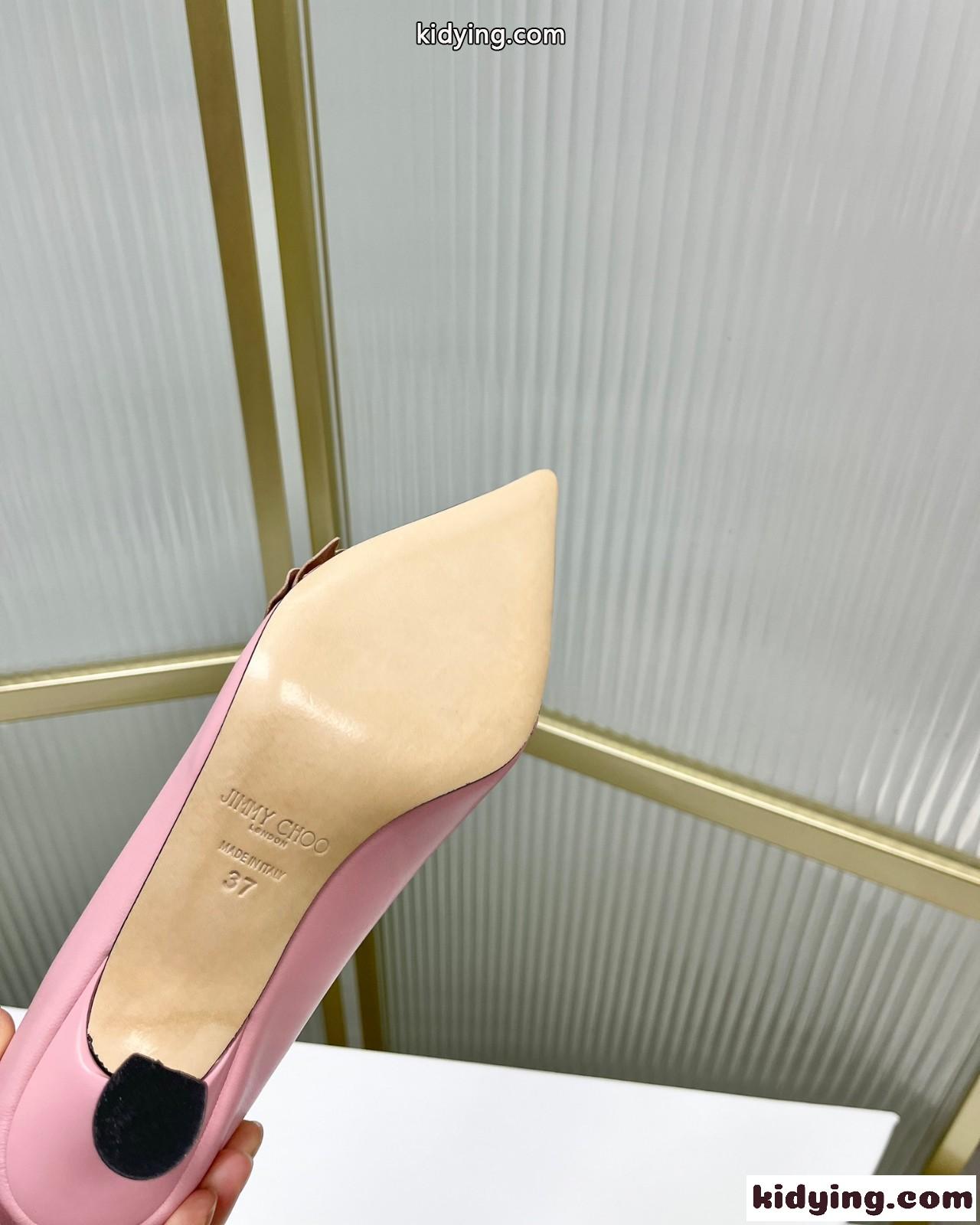ラワー付き ナッパレザー・パンプス ジミーチュウ パンプス コピー ピンク-4