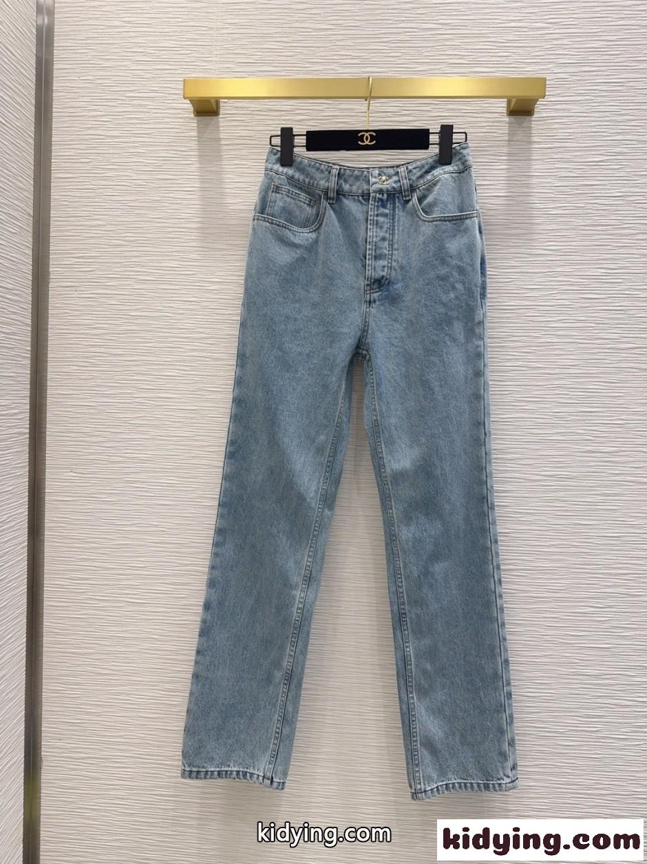 洗練された ターンロック デニムパンツ シャネル ジーンズ コピー ブルー-0