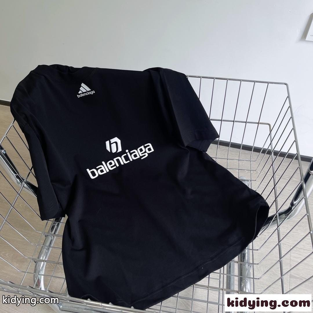 adidas x BALENCIAGA ユニセックス ゆったりロゴプリントTシャツ バレンシアガ 半袖tシャツ コピー 3色あり トップス-2