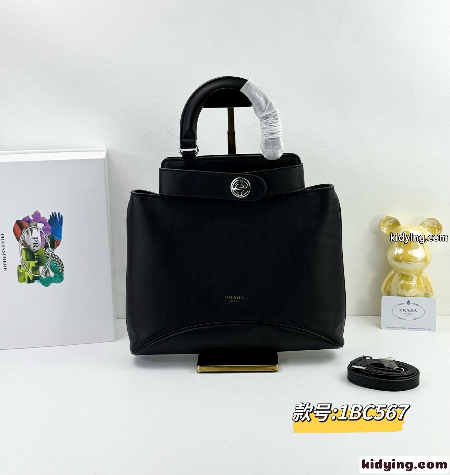新作♪PRADA エチュード ミディアム レザーバッグ プラダ バッグ コピー ブラック-1