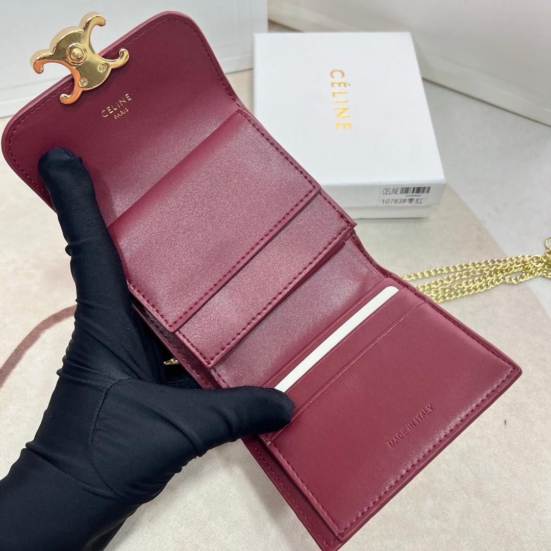 人気 トリオンフ ウォレット セリーヌ 財布 コピー コンパクト パープル-4