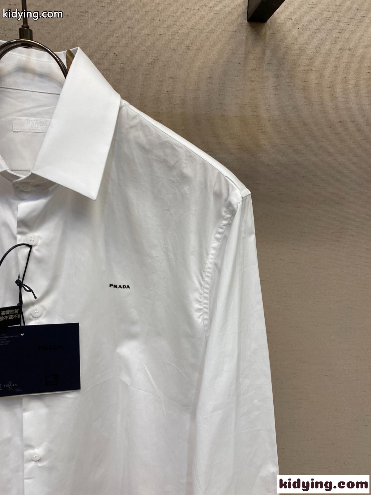 上品 洗練された ロゴ ロングスリーブシャツ プラダ シャツ 偽物 トップス-2