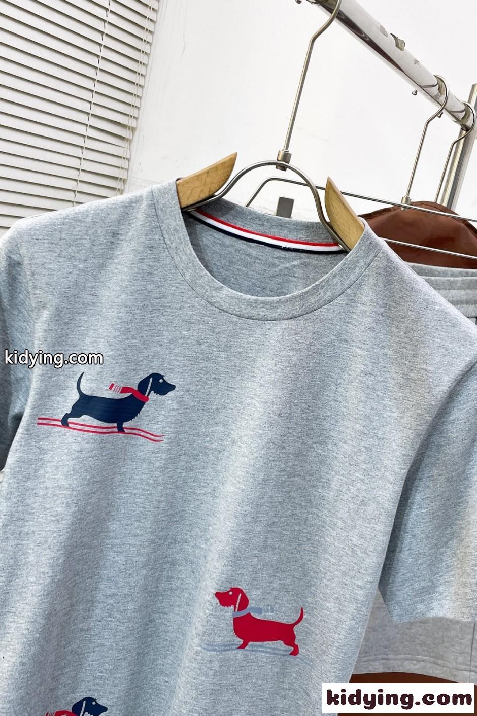 ヘクターモチーフ コットン クルーネックTシャツ トムブラウン Tシャツ コピー グレー-2