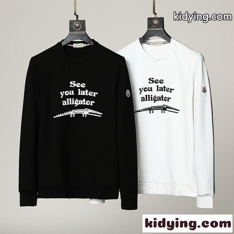 定番 英字 プリント カジュアル オシャレ モンクレール 長袖tシャツ コピー クルーネック トップス ホワイト ブラック-1