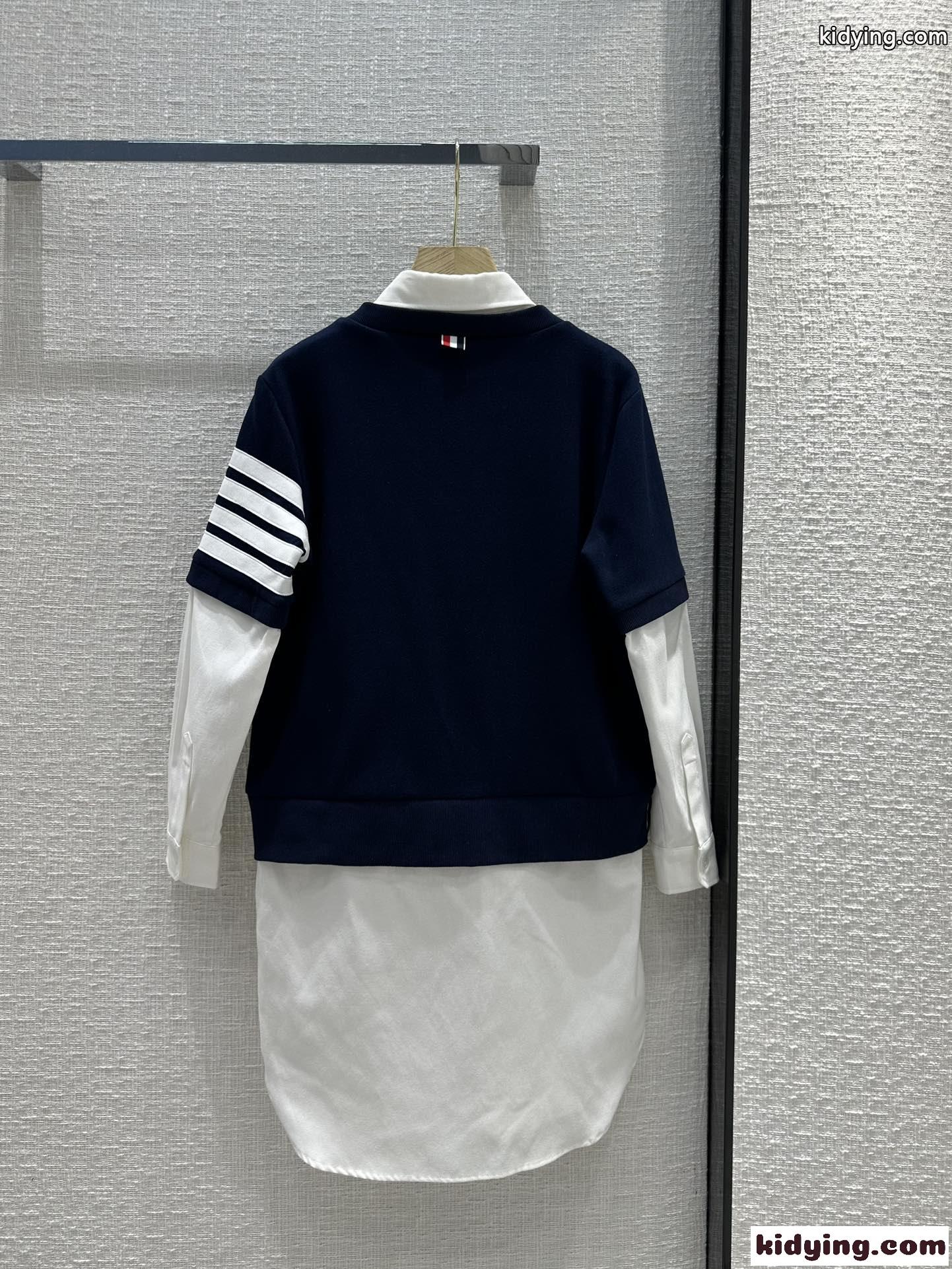 4BAR Vネック Tシャツ＆シャツドレス トムブラウン ワンピース コピー ネイビー-4
