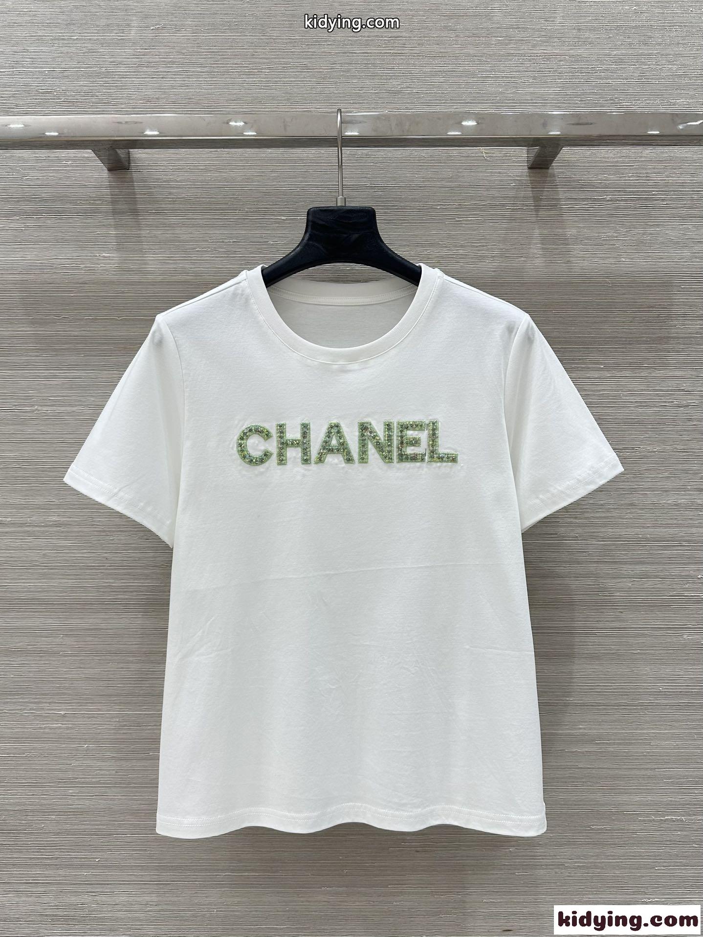 シンプル ロゴ入り コットン 半袖Tシャツ シャネル Tシャツ コピー クルーネック-2