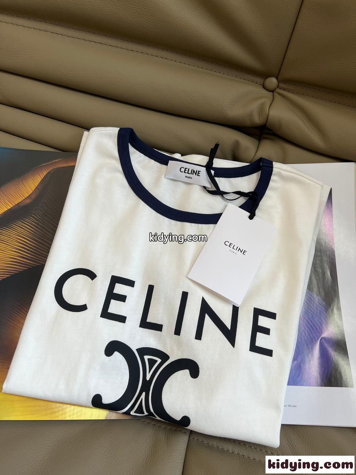 トリオンフ ロゴ プリント ラウンドネック セリーヌ Tシャツ コピー 半袖 レディース トップス-4