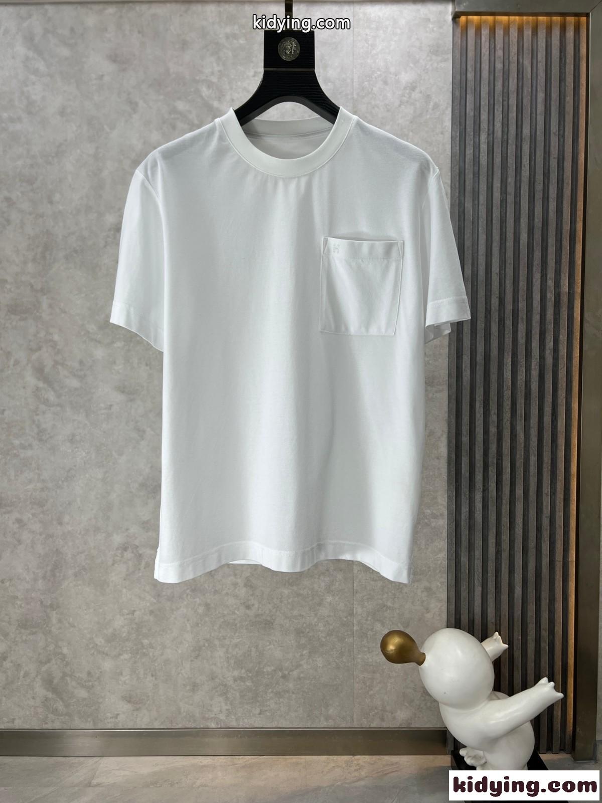 定番 人気 合わせやすい 半袖Tシャツ エルメス Tシャツ コピー ホワイト-1