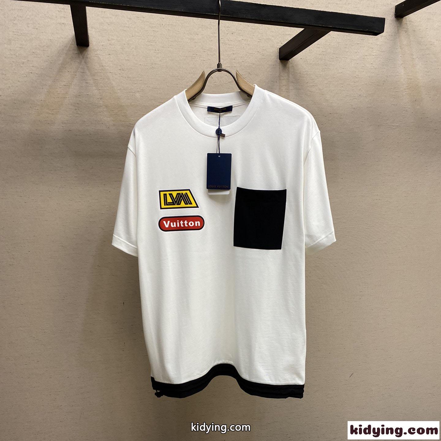 おしゃれ カジュアル クルーネック コットン 半袖Tシャツ ルイ・ヴィトン Tシャツ コピー メンズ-0
