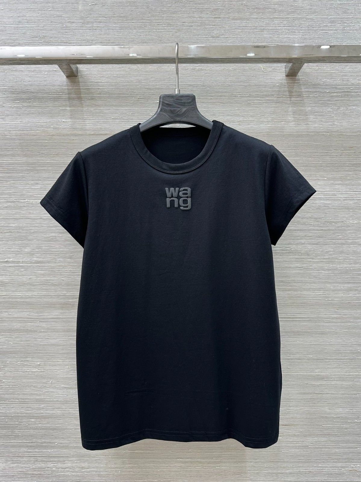 シンプル カジュアル クルーネック 半袖Tシャツ アレキサンダーワング Tシャツ コピー ブラック-2