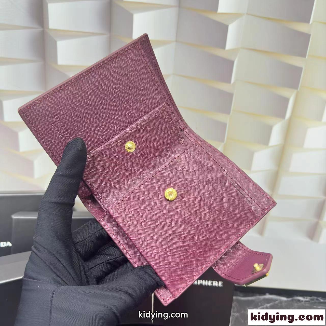 定番 人気 コンパクト 二つ折り財布 プラダ 財布 コピー パープル-4