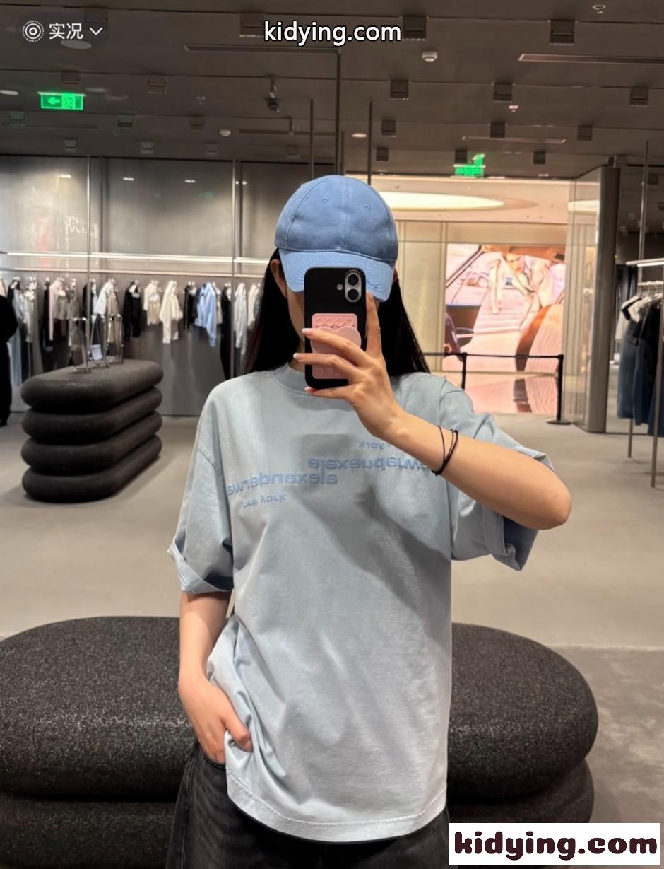 ユニセックス ロゴ入り 半袖Tシャツ アレキサンダーワング Tシャツ コピー グレー-3