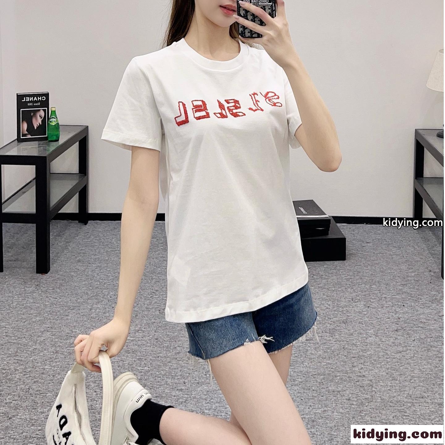 イヴ・サンローラン Tシャツ コピー シンプル ロゴ入り コットン 半袖Tシャツ-0