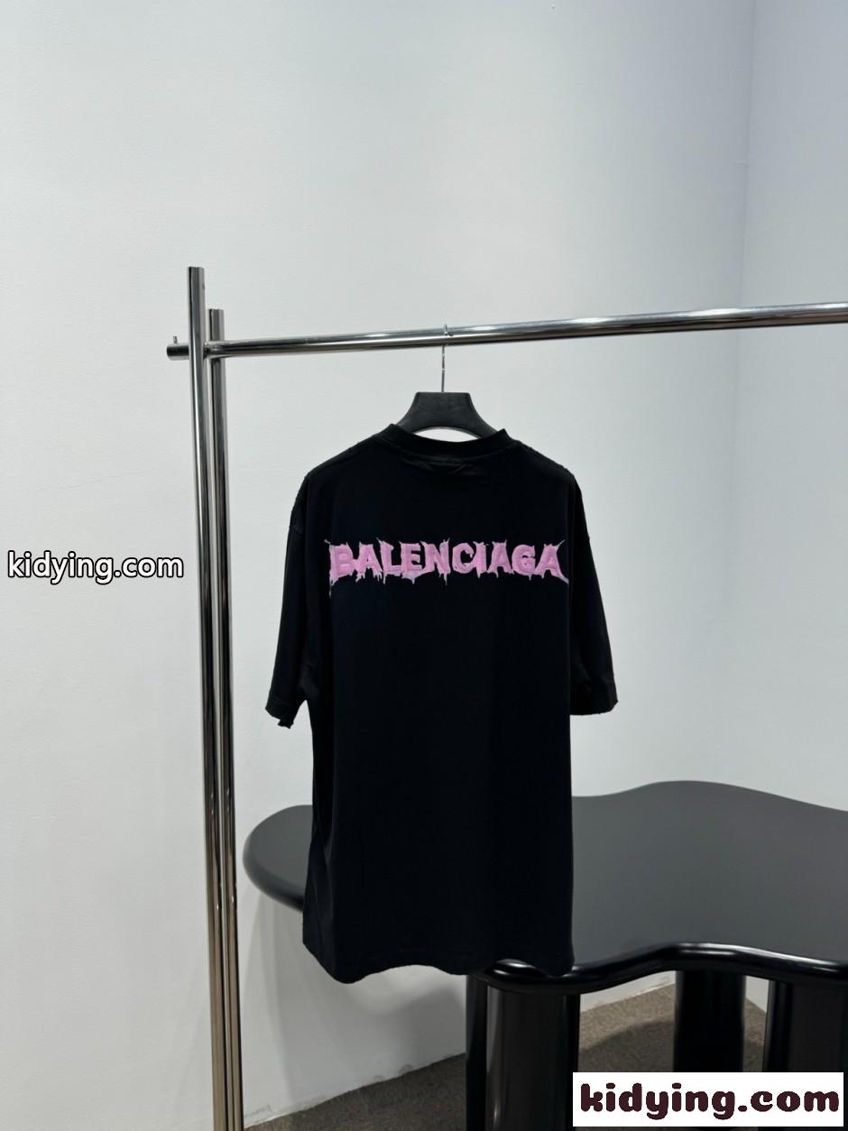 ロゴ入り オーバーサイズ 半袖Tシャツ バレンシアガ Tシャツ 偽物 ユニセックス-1