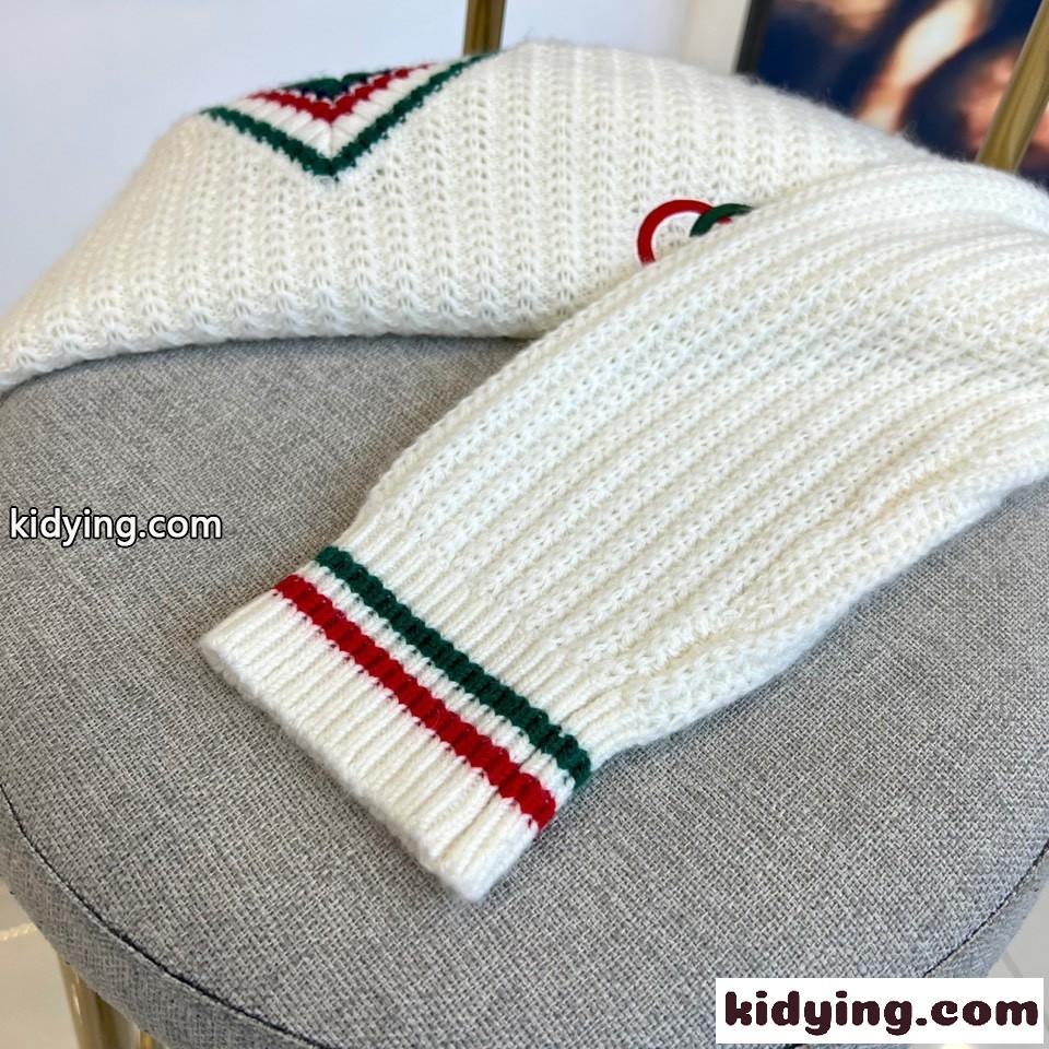 カレッジスタイル ロゴ刺繍 Vネック ニット グッチ セーター コピー メンズ-4