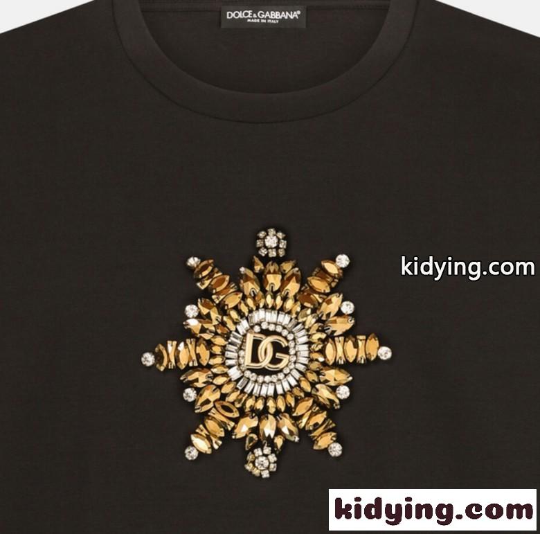 お洒落 かっこいい ラウンドネック メタルロゴ ドルチェ&ガッバーナ Tシャツ コピー メンズ 半袖-2