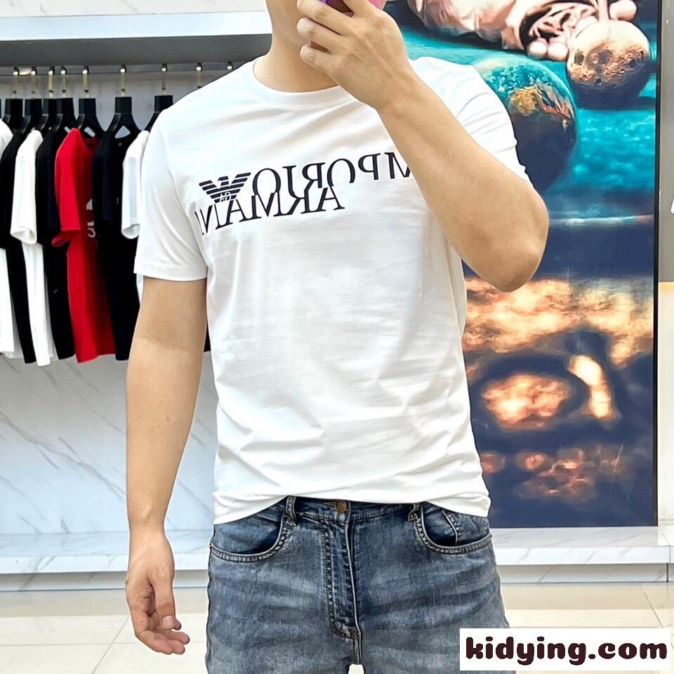 ベーシック ロゴ クルーネック アルマーニ Tシャツ コピーメンズ 半袖 トップス-1