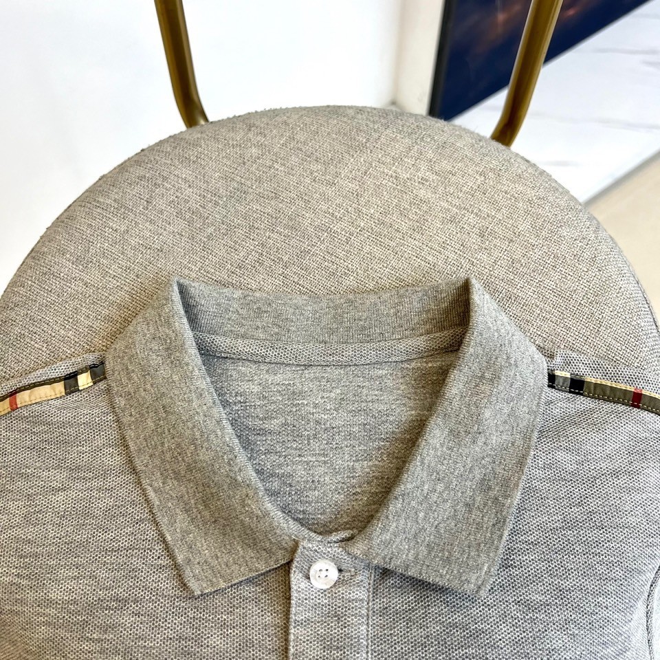 上品 カジュアル バーバリー 半袖Tシャツ コピー コットンピケ ポロシャツ グレー-2