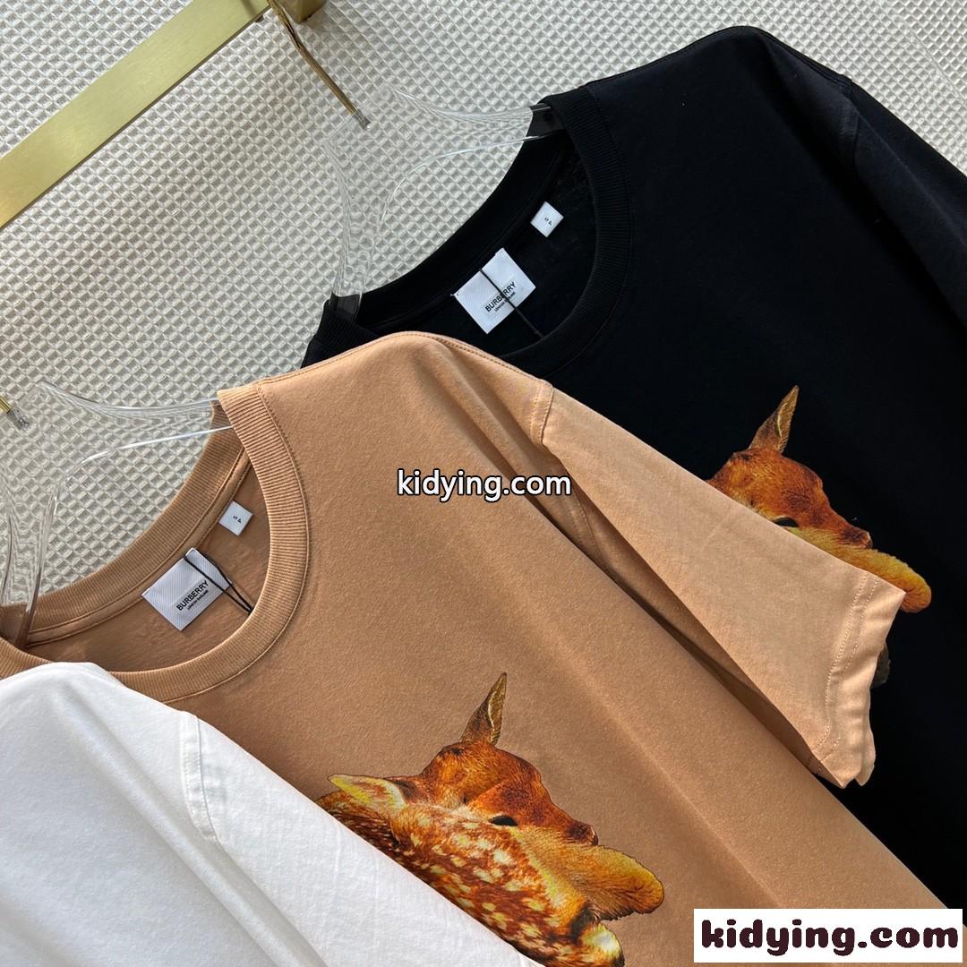 カジュアルプリント クルーネック バーバリー Tシャツ コピー 半袖 ゆったり 着痩せ トップス-3