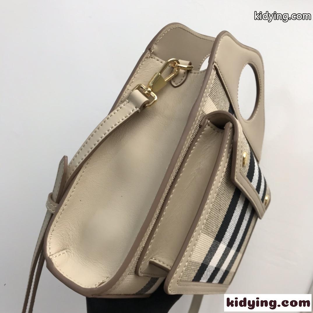 チェック柄 キャンバス トートバッグ バーバリー バッグ コピー 人気 おしゃれ ロゴ ポケットバッグ-2