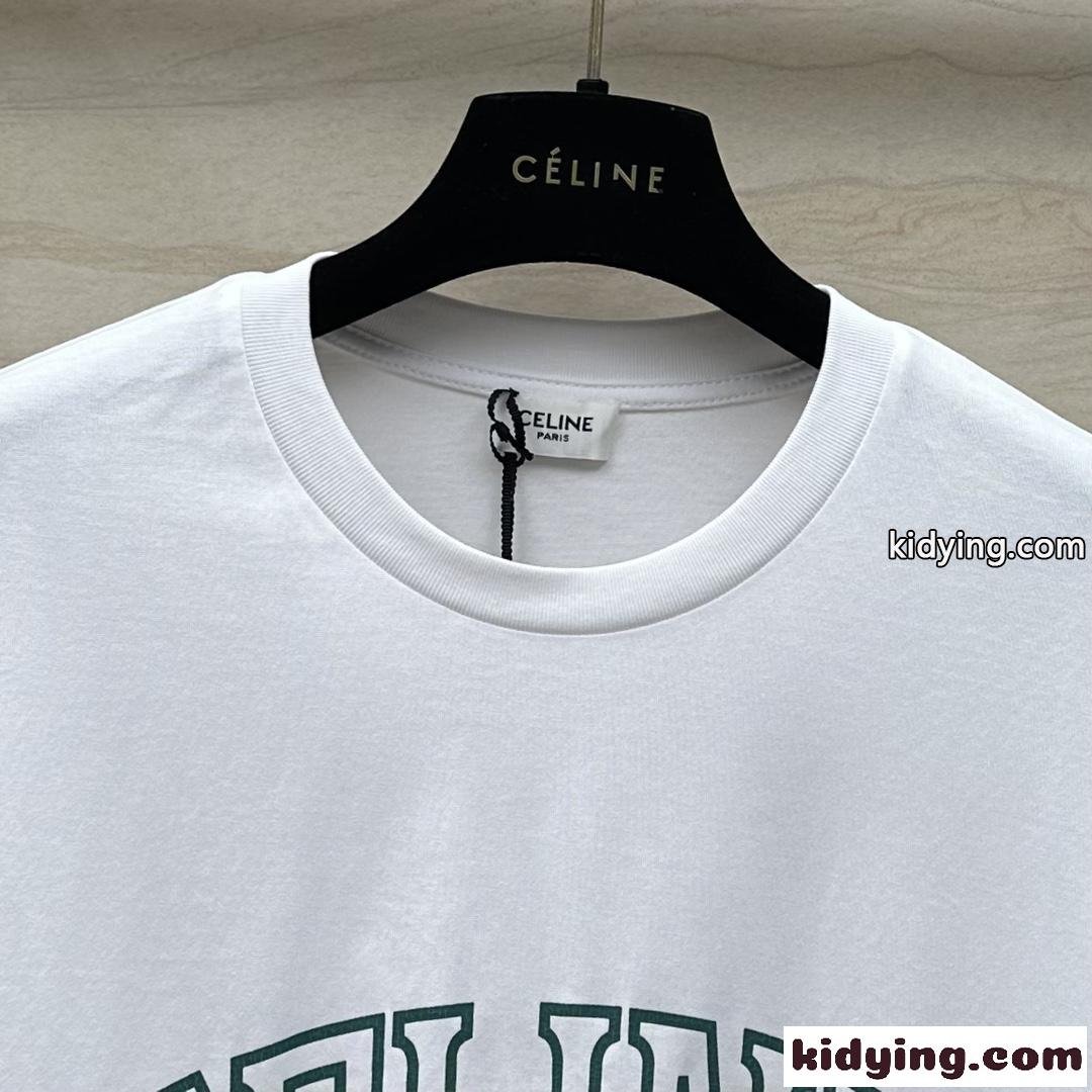 ベーシック ロゴ入り クルーネック セリーヌ 半袖Tシャツ コピー コットンTシャツ-1